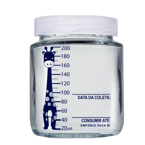 Pote de vidro para armazenar leite materno